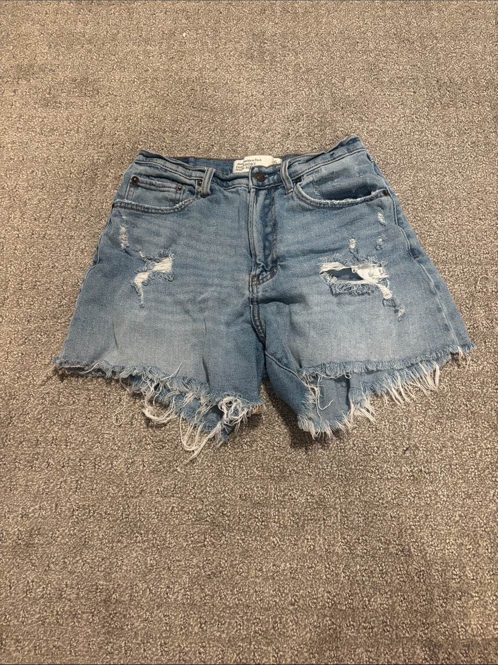 Abercrombie & Fitch Light Blue Distressed Denim Shorts